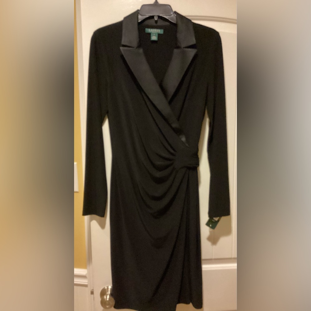 Ralph Lauren dress, black with satin collar. NWT